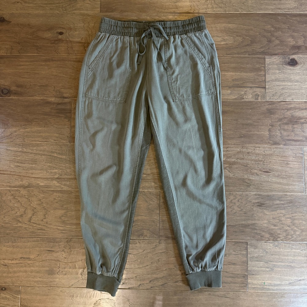 Splendid Women Olive Green Viscose Lyocell Drawstring Jogger Pants Large